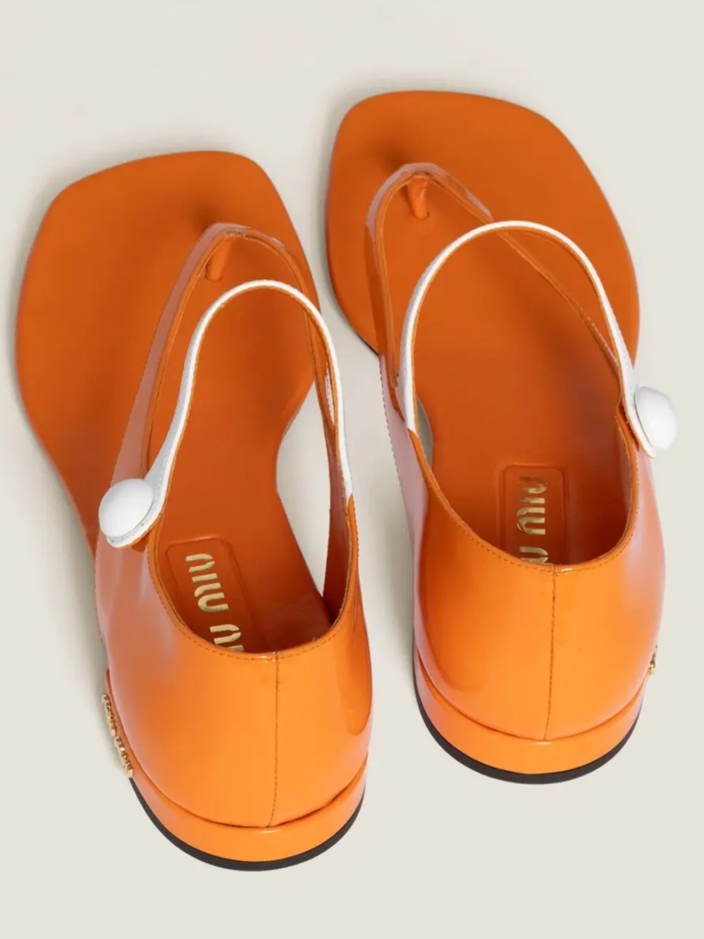 Miu Miu Orange Patent Leather Mary Jane Thong Sandals - Picture 6 of 8